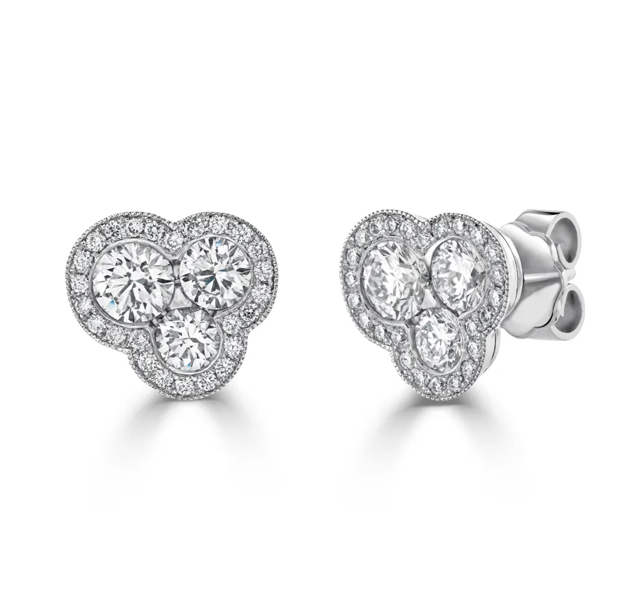 Diamond Trefoil Earrings