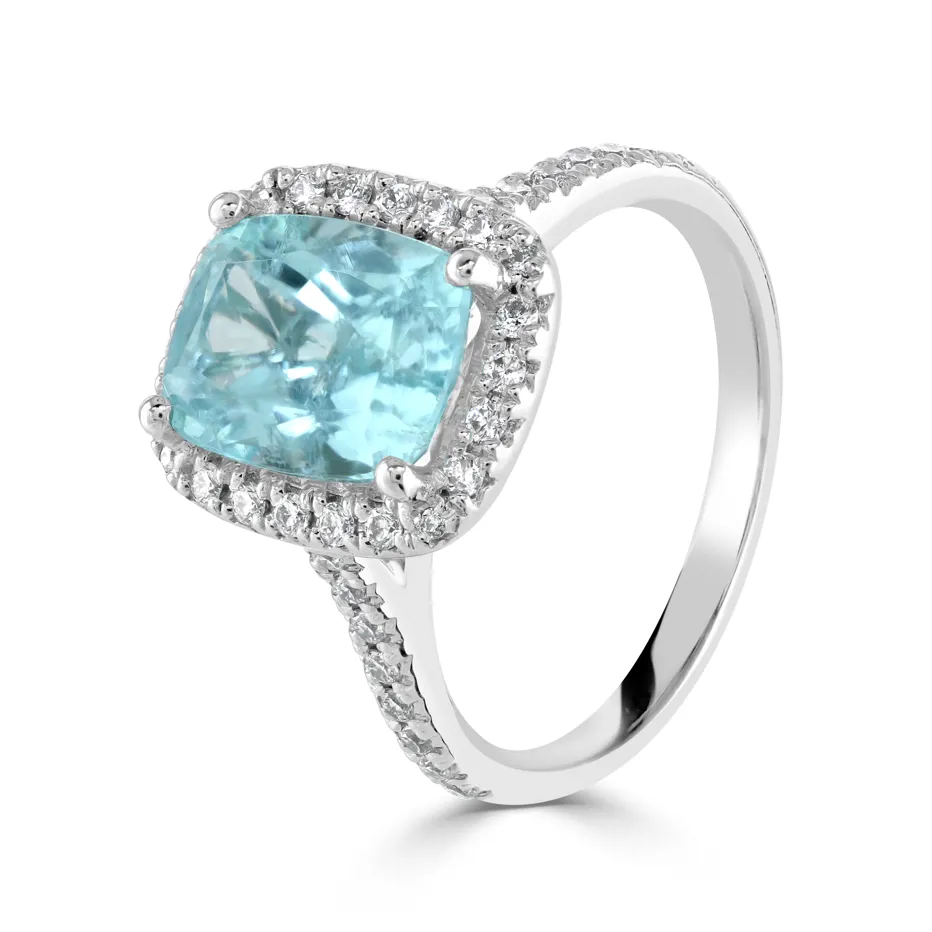 Pariah Tourmaline and Diamond Halo Ring