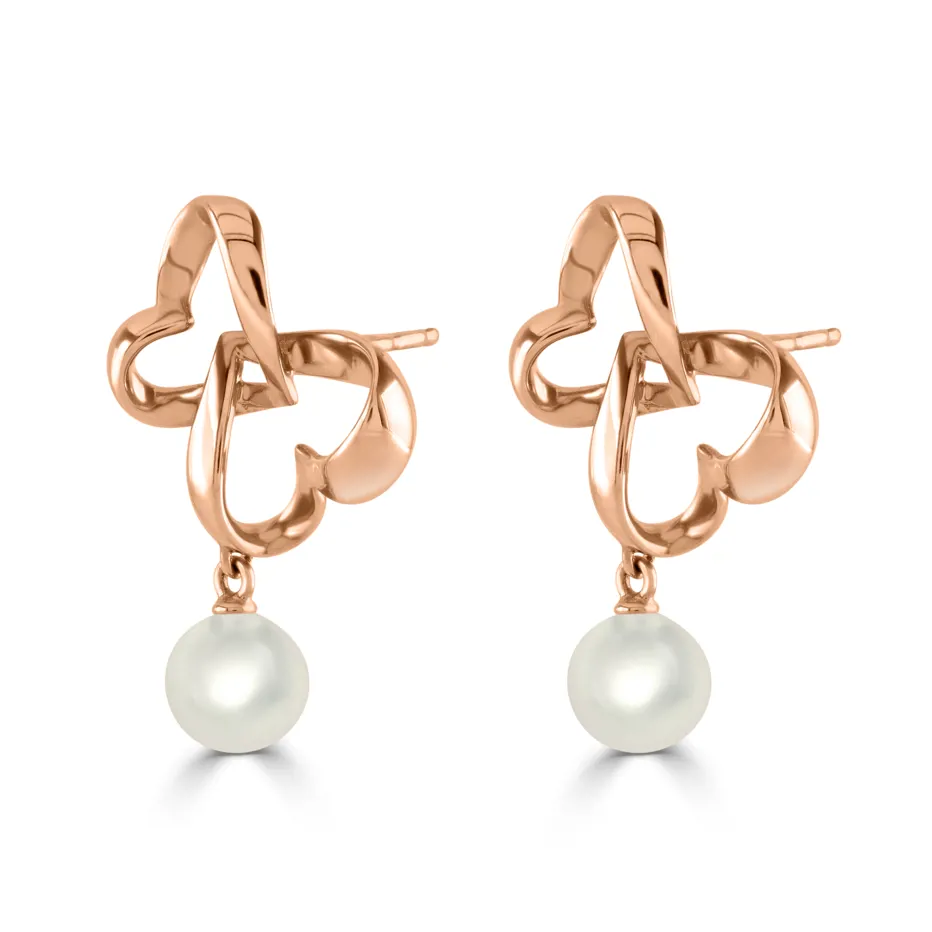 Mikimoto Rose Gold and Pearl Earrings