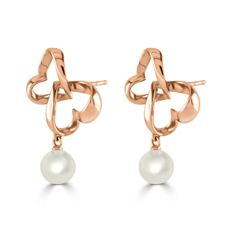 Mikimoto Rose Gold and Pearl Earrings