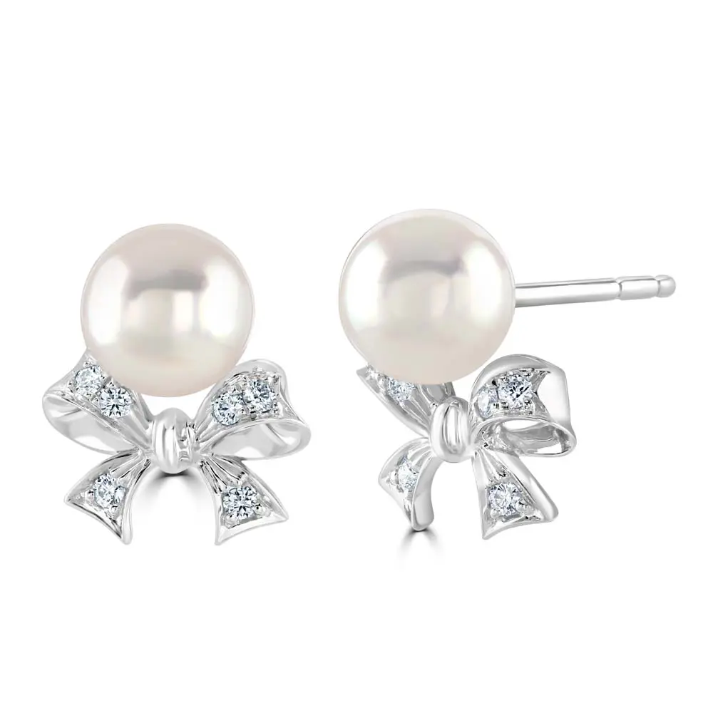PRIMROSE Sterling Silver Pavé Cubic Zirconia White Glass Pearl C Hoop Stud Earrings Primrose PRIMROSE Sterling Silver Pavé Cubic Zirconia White Glass Pearl C Hoop Stud Earrings Primrose