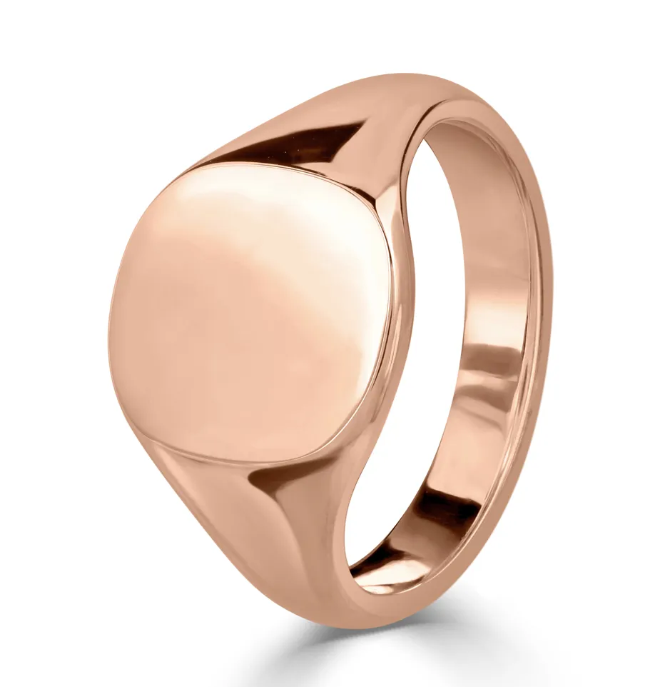 Rose Gold Cushion Signet Ring